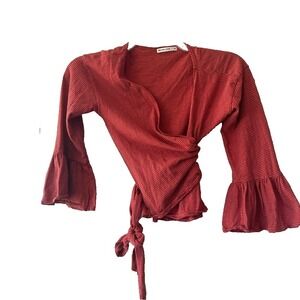 Marine Layer Ava Wrap‎ Top Bell Sleeves Red Stripe size XS